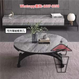 CT35-B 灰石紋岩板 摺疊升降茶几 高度自由升降 26-76cm Two-in-One: Coffee Table/Dining Table