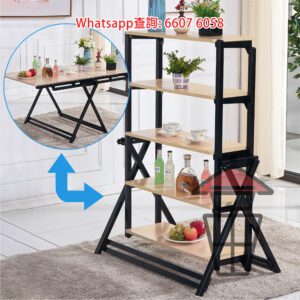 DT28 智能幻變伸縮桌 不同形相 五層展示架三秒變餐枱 Turning Rack to Dinning Table