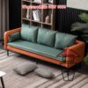 SF27 混色科技布 休閒梳化 (橙色+墨綠) Modern Fabric Sofa 高回彈海棉 線條流暢 送抱枕