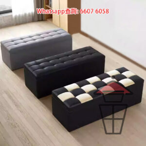 CB08 人造皮 長方形換鞋櫈/無挨𩩍櫈 PU Leather Stool/Footstool 內附儲物空間 玄關/床尾/梳化旁合用