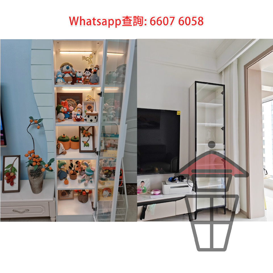 CB110 現代座地餐邊櫃/展示立櫃 白櫃+黑框 Sideboard/Glass Display Cabinet 可追加頂櫃 - Image 10