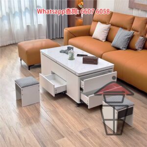 CT01 百變功能升降茶几/餐枱 (收起) Multi-purpose Coffee Table/Dinning Table 枱面可升級岩板