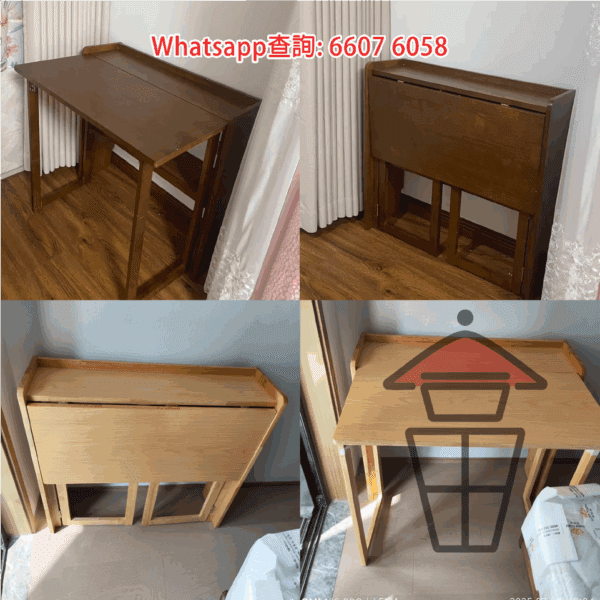 DK20 橡膠實木 摺疉書枱 Solid Wood Folding Desk (Rubber Wood) - Image 11