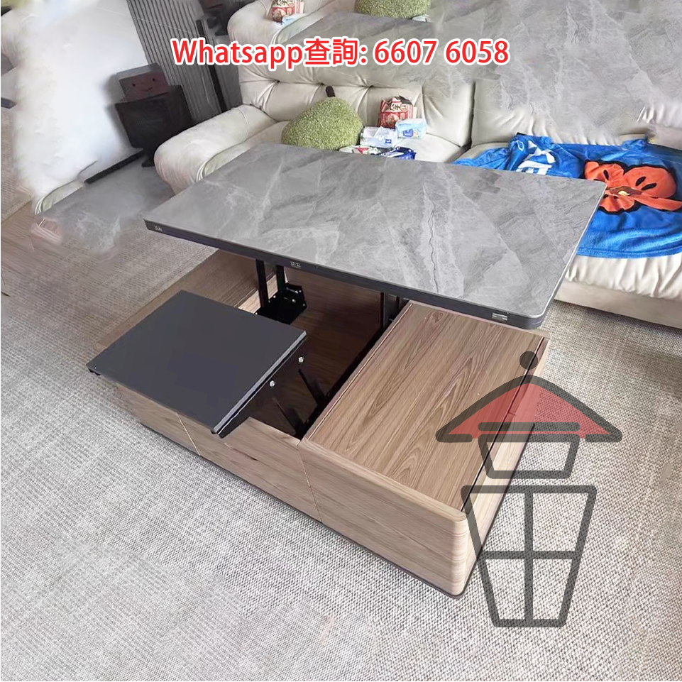 CT02 百變功能升降茶几/餐枱 (收起) Multi-purpose Coffee Table/Dinning Table 枱面可升級岩板 - Image 11