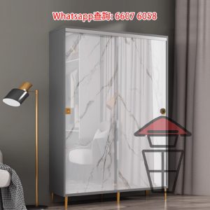 CB02 趟門高身衣櫃 [主櫃] Tall Sliding Wardrobe 大理石紋 高190cm 可追加頂櫃/邊櫃 盡用空間