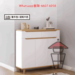 CB204 雙櫃桶收納木鞋櫃 白色 Shoes Cabinet with Drawers 上層櫃桶 下層掩門 層板靈活安裝/調校角度