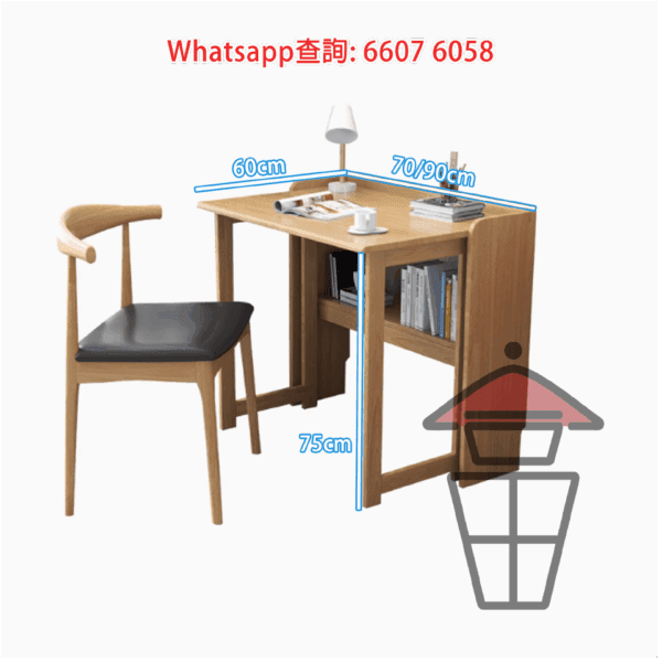 DK38 橡膠實木 摺疉書枱 Solid Wood Folding Desk (Rubber Wood) - Image 4