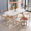 DT33 簡約方形餐桌 (白色桌面) Rectangular Dinning Table 木紋桌面 小圓枱角 金屬支架 - Image 2