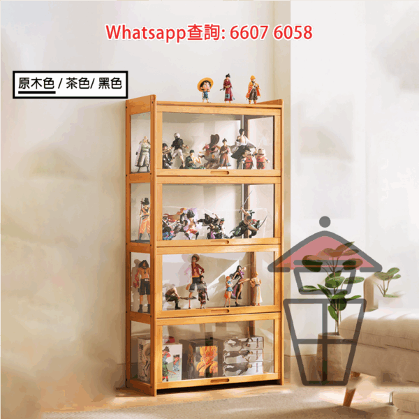 CB212 全視線 明亮展示櫃(楠竹製品) 4-side Transparent Acrylic Display Cabinet - Image 2