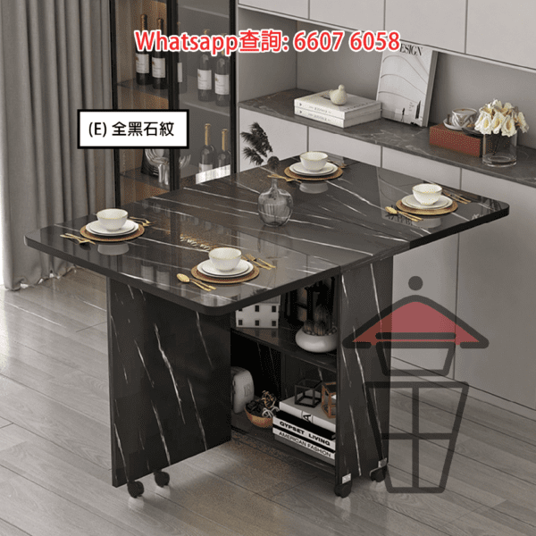 DT03 (全白石紋) 小型三折多功能餐枱/蝴蝶桌 Foldable Dinning Table/Butterfly Table - Image 2