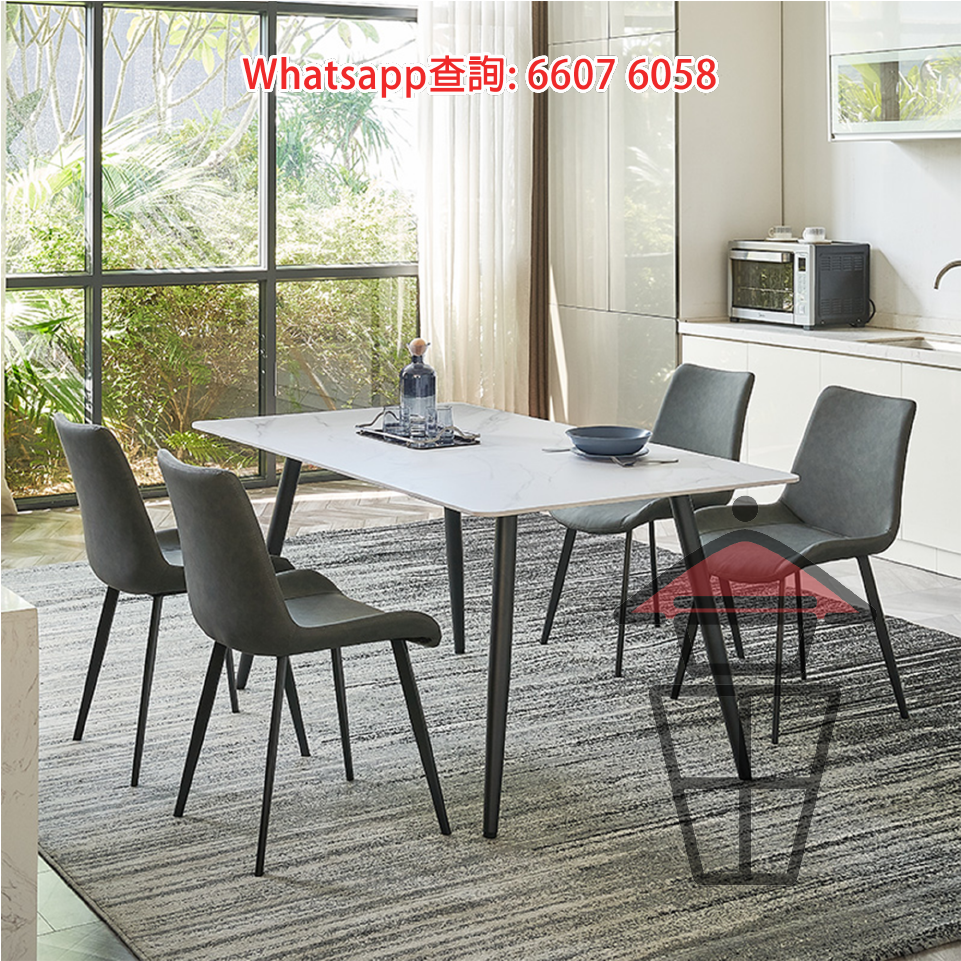 DT12 黑金石紋 岩板餐桌/飯枱+椅子套裝 Sintered Stone Dinning Table Set 板厚27mm 岩板抗擊防刮耐磨耐熱 - Image 2