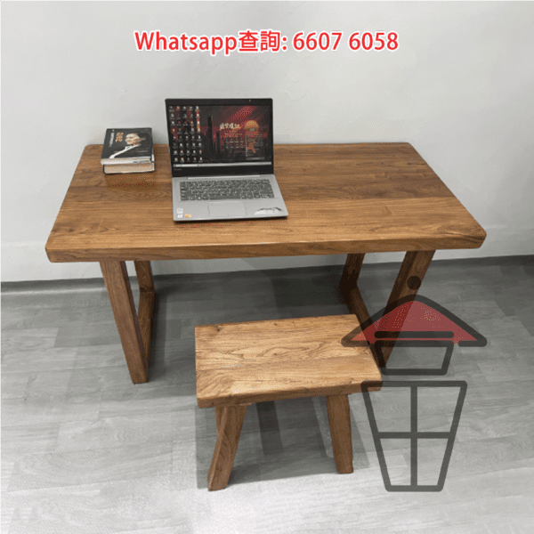 DT35 老榆木 古樸風實木書枱 學習枱/寫字枱/辦公桌/餐枱/飯枱 Solid Elm Wood Table [尺寸可訂] - Image 8