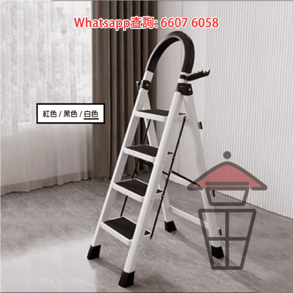 HH026 鋁合金踏板 摺疊人字梯 Aluminum Alloy Ladder (三級至六級) 摺疊後厚約5cm - Image 3
