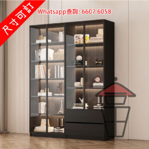 CB240 黑色 座地高身玻璃展示櫃 Tall Sideboard/Cabinet 3C認證抗爆強化玻璃 環保板材 厚15mm
