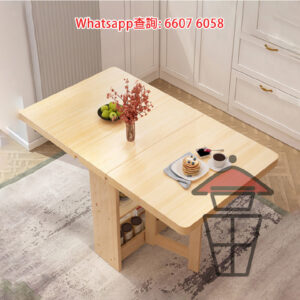 DT26 [原木色] 能屈能伸 實木松木 三摺多功能餐枱 3-Fold Dinning Table (Pine Wood)