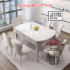 DT43 微晶石 白色 大理石紋餐桌/飯枱 Marble Pattern Dinning Table 桌面可方可圓 實木框架 可追加同系椅子 - Image 9