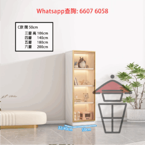 CB110 現代座地餐邊櫃/展示立櫃 白櫃+金框 Sideboard/Glass Display Cabinet 可追加頂櫃