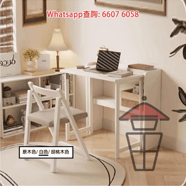 DK20 橡膠實木 摺疉書枱 Solid Wood Folding Desk (Rubber Wood) - Image 3
