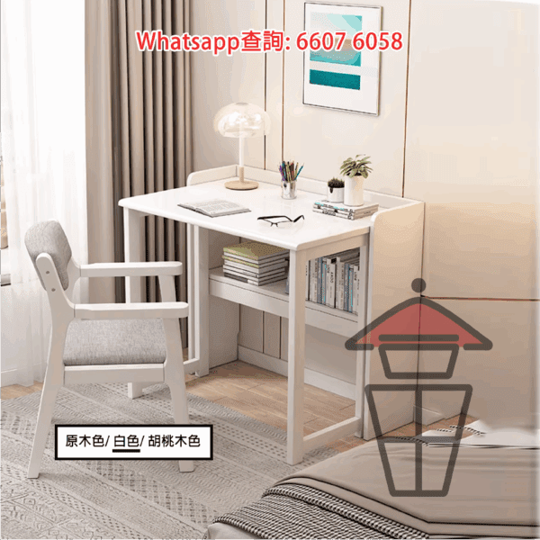 DK38 橡膠實木 摺疉書枱 Solid Wood Folding Desk (Rubber Wood) - Image 3
