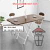 DT16-A 雙摺方形餐枱 正方形枱黑架+黑木紋 2-Fold Rectangular/Square Dinning Table - Image 11