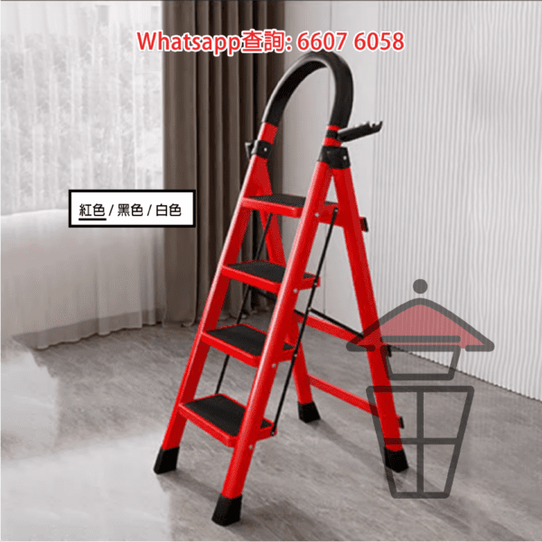HH026 鋁合金踏板 摺疊人字梯 Aluminum Alloy Ladder (三級至六級) 摺疊後厚約5cm - Image 2