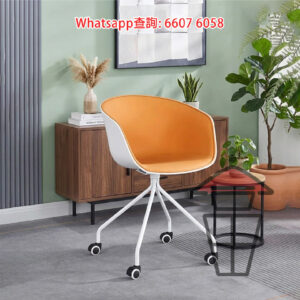 CH09 [C 半包PU皮軟墊] 時尚滑輪餐椅/工作椅 Trendy Eames Chair [A款 硬座光面/B款 半包棉麻軟墊]