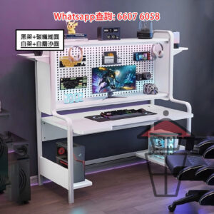 DK29 [白磨砂桌面] 雙層兒童書枱/電競桌+書架 Computer Desk with Double-Deck 雙層置物架+枱下電腦主機位
