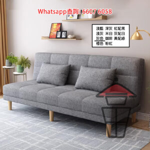 SF48 棉麻 布藝摺疊梳化床 [灰色] Cotton-linen Fabric Sofa Bed 高密度回彈海棉 整塊切割一體成形