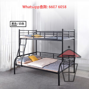 BD23 金屬雙層碌架子母床架 [黑架] Bunk Bed Metal Frame 上窄下闊 圍欄攀梯可按指示左右互轉