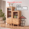 CB200-A 橡膠實木 座地餐邊櫃 胡桃木色+白門 Solid Rubber Wood Sideboard/Cabinet 強化玻璃 - Image 3