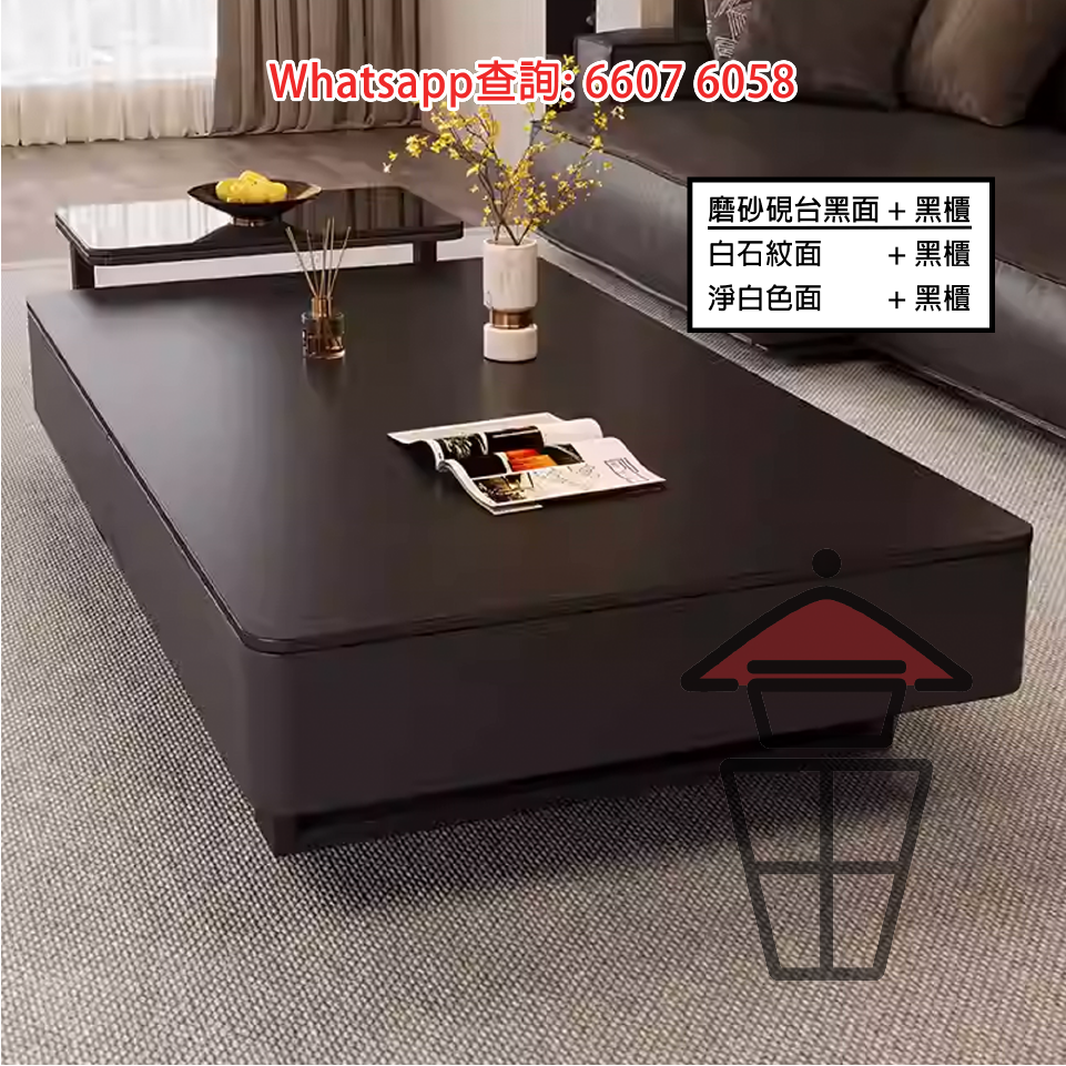 CT08 白石紋面 意式簡約茶几/咖啡桌 Sleek Italian Coffee Table 光滑油亮晶石表面 耐刮耐磨耐熱 - Image 2