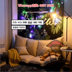 SF19 布藝梳化 香檳 情侶榻榻米 可坐可卧可睡可躺平 Fabric Tatami Sofa Bed 5段角度調校 送抱枕 可拆洗