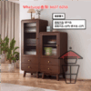 CB200-A 橡膠實木 座地餐邊櫃 胡桃木色+白門 Solid Rubber Wood Sideboard/Cabinet 強化玻璃 - Image 2