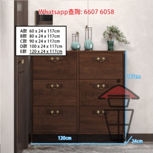 CB21-B 古風 窄身薄鞋櫃 [雙行] Vintage Slim Shoe Cabinet 深24cm 拉門斜放 節省空間 方便收納