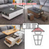 CT02 百變功能升降茶几/餐枱 (全開) Multi-purpose Coffee Table/Dinning Table 枱面可升級岩板 - Image 8