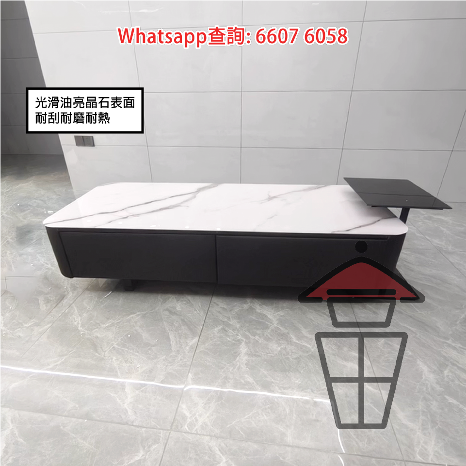 CT08 白石紋面 意式簡約茶几/咖啡桌 Sleek Italian Coffee Table 光滑油亮晶石表面 耐刮耐磨耐熱 - Image 7