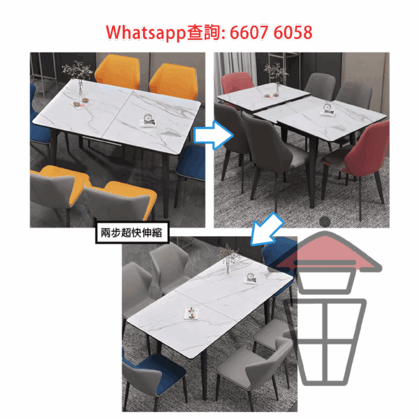 DT18 岩板伸縮餐桌/飯枱 Sintered Stone Extendable Dinning Table [尺寸可訂] - Image 6