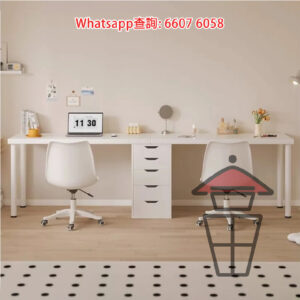 DK100 米白 伸縮書枱梳妝枱 Extendable Desk+Drawers 附櫃桶 可伸縮 做到貼身效果 枱板厚25mm