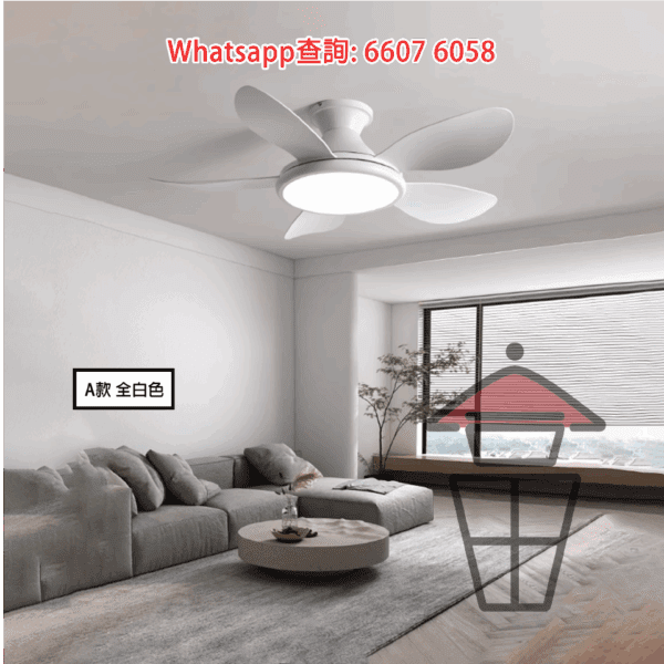 AP593 仿木紋五葉風扇燈(100W) 吊扇+吊燈(LED) Chandelier Light/Pendant Light + Ceiling Fan - Image 3