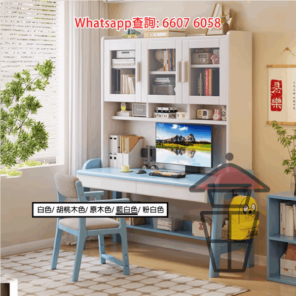 DK27 實木書桌 3層書架 收納特強 Wooden Desk with Bookshelf - Image 5