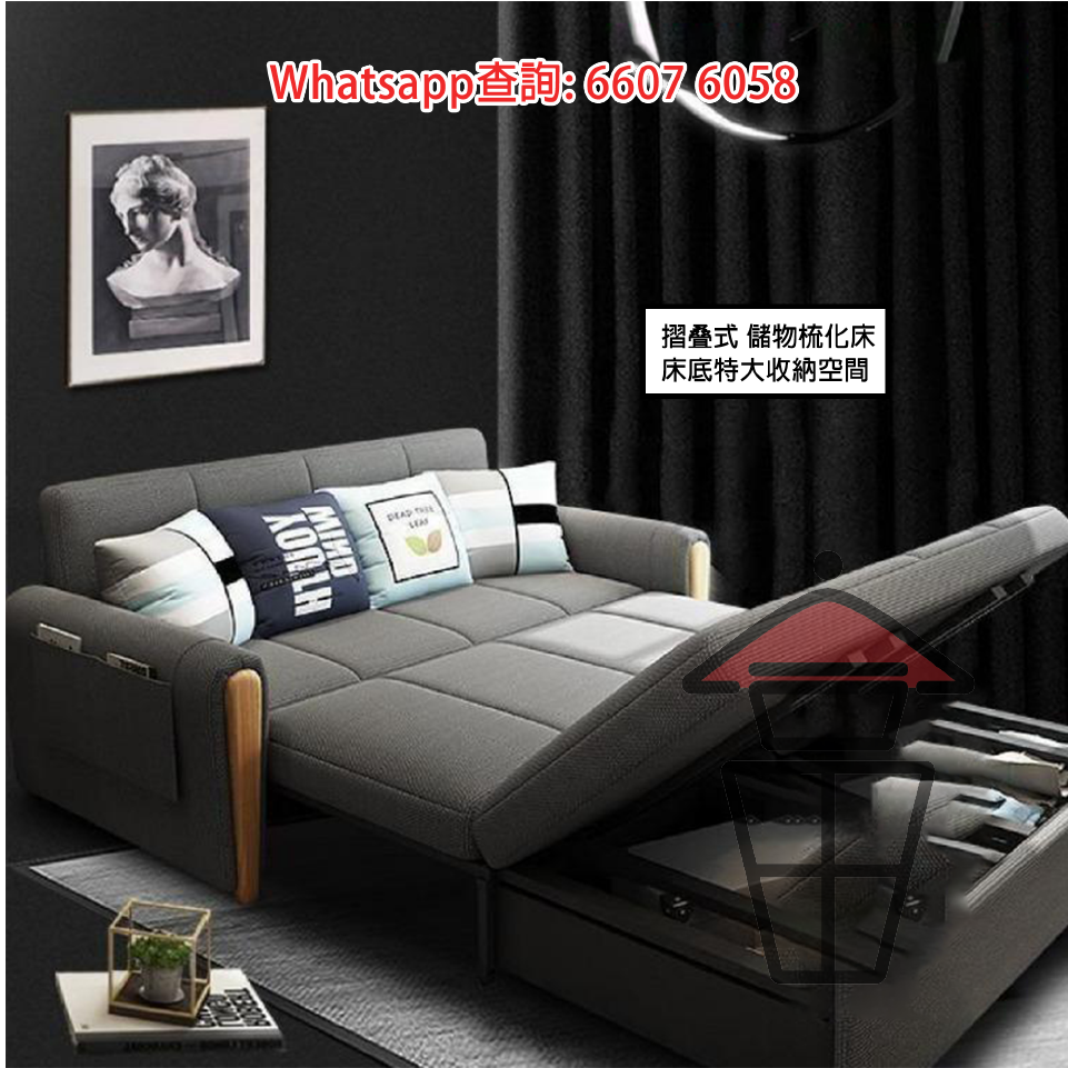 SF10 又係 Sofa 又係床 摺叠式布藝梳化床 Sofa Bed with Storing Capacity 可拆洗