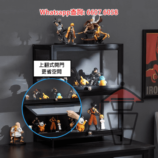 SR100 黑色明亮展示架(楠竹製品) (四至六層) 三面透明亞加力 3-side Transparent Acrylic Display Cabinet - Image 6