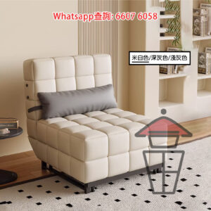 SF02 貓爪皮梳化床 [米白] Scratch-resistant leather Sofa Bed 高密度海棉 (可升級乳膠) 靠背三檔調節