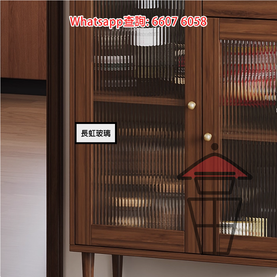 CB116 木系簡約古風 餐邊櫃 四門款 Classic Wood Cabinet E0實木生態板 長虹玻璃 - Image 10