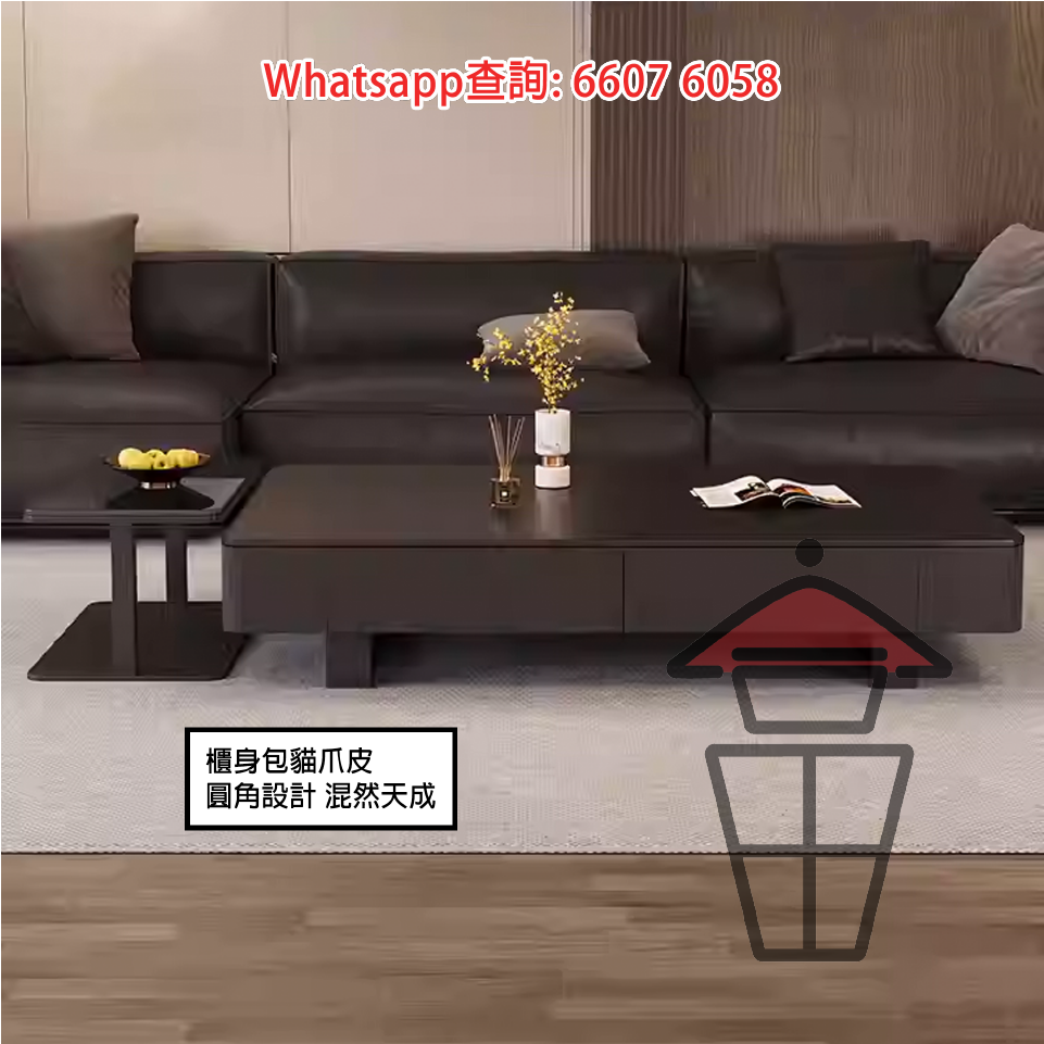 CT08 白石紋面 意式簡約茶几/咖啡桌 Sleek Italian Coffee Table 光滑油亮晶石表面 耐刮耐磨耐熱 - Image 8