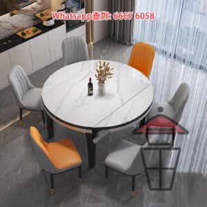 DT27 岩板餐桌飯枱 可圓可方 可大可小 Sintered Stone Dinning Table