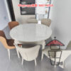 DT43 微晶石 白色 大理石紋餐桌/飯枱 Marble Pattern Dinning Table 桌面可方可圓 實木框架 可追加同系椅子 - Image 3