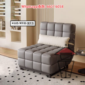SF02 貓爪皮梳化床 [淺灰] Scratch-resistant leather Sofa Bed 高密度海棉 (可升級乳膠) 靠背三檔調節