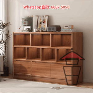 CB16-C 簡約座地木書櫃 [高三門] Classic Wooden Cabinet Bookshelf 底層掩門 置物企理 帶背板 加插中間板