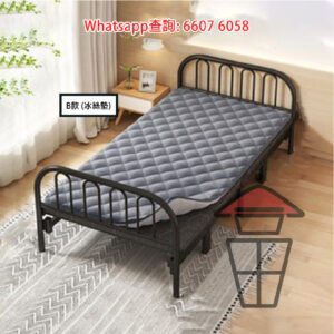 BD02 [B款 A+冰絲墊] 輕巧便携省空間 四摺摺疊床 鋼管支架 Foldable Bed Metal Frame (4 folds)